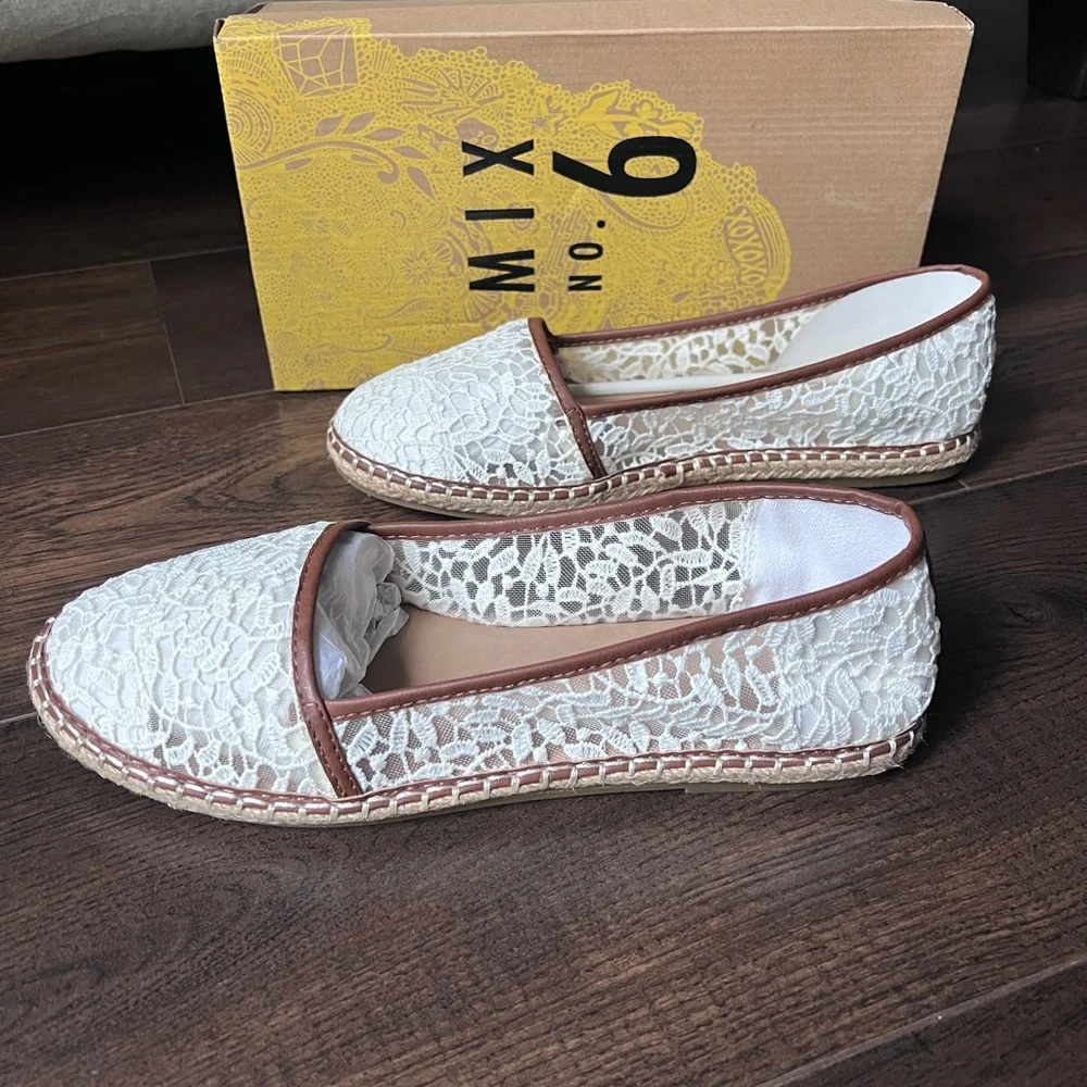 Mix No. 6 La White Lace Espadrilles Size 10
